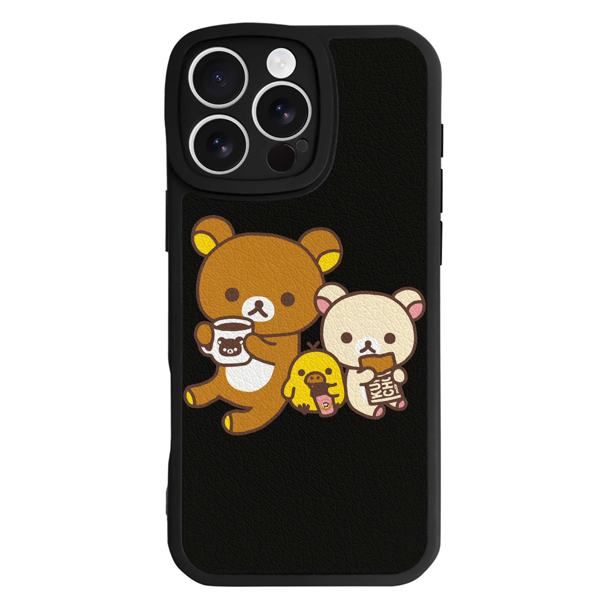 （画像用） リラックマ リラックマ キイロイトリ Rilakkuma Korilakkuma Kiiroitori 【iPhone 16シリーズ対応】シリコンスマホケース（レザー調） 材質：シリコン